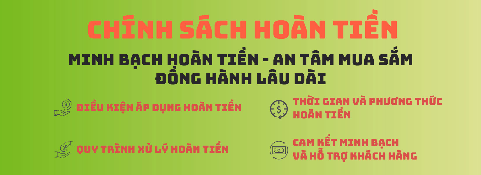 Minh bạch hoàn tiền - An tâm mua sắm - Đồng hành lâu dài